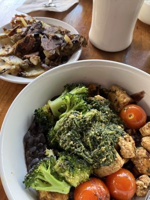 Tofu scramble with a side of potatoes.   at Ria's Bluebird in Atlanta