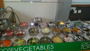 salad display at Vego Salad Bar - St 51 in Phnom Penh