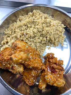 Asian Zest w/skillet fried quinoa  at MushWings in Oklahoma City