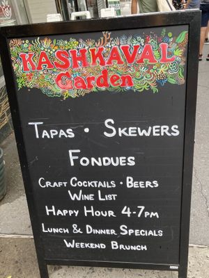 Placard at Kashkaval Garden in New York City