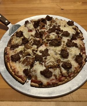 Small, thin-crust Vegivore pizza. Loved it. at Parkway Pizza - Minnehaha Ave in Minneapolis