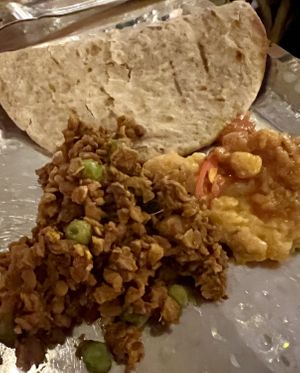 Roti and keema  at Mowgli  in Leicester