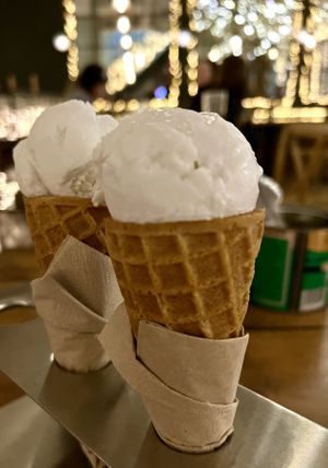 Coconut ice cream   at Mowgli  in Leicester