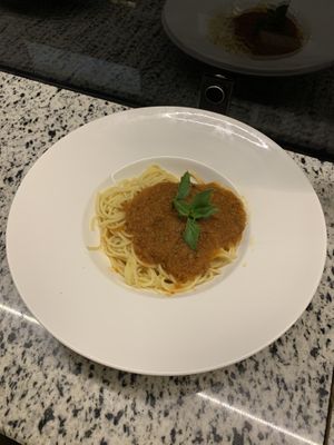 Apparently this is spaghetti bolognaise! For dinner. For an adult!  at Le Panorama in Pakse