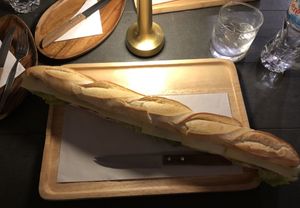 Vegan sandwich: roasted eggplant, tomato slices, lettuce, cashew nut cheese, olive oil, fleur de sel, and Kampot pepper   at VIVIN Grocery in Bangkok