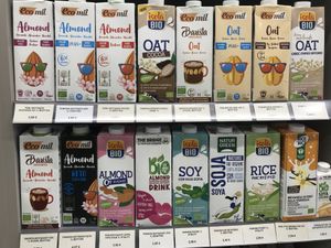 Oat and Soy milk selection   at Bio Market in Kefalonia