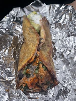 Not the most aesthetically pleasing but it was delicious   at Taco Billy in Black Mountain