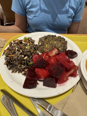 Wild rice cake and wild rice salad, beets and leeks  at Mitsitam Native Foods Cafe in Washington
