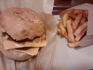 east side burger and fries at East Side Burgers in Paris