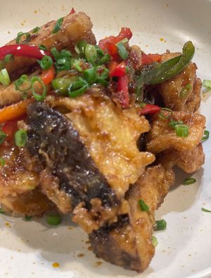 Mushroom & tofu fries with soy sauce  at Plantude - I'Park Mall Yongsan in Seoul