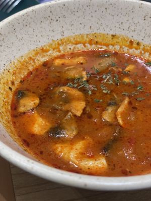 Tomato soft tofu soup  at Plantude - I'Park Mall Yongsan in Seoul