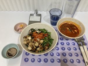 Bibimpa with soft tofu in hell on the side   at Plantude - I'Park Mall Yongsan in Seoul