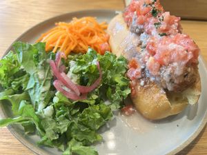 Soy meat tomato sandwich  at Good Green Things in Tokyo