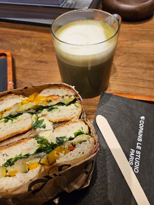 New pistacchio latte at Copains  in Paris