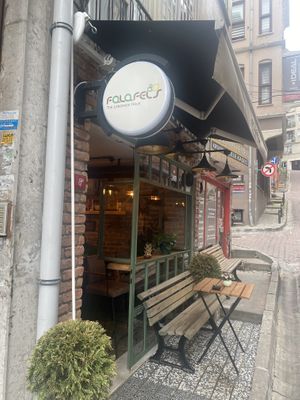 Outside place. People smoke a lot in turkey, so if somebody will smoke there, all the smell will come inside.   at Falafel's in Istanbul