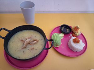 Ajiaco vegano at María Candela  in Bogota