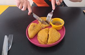 Vegetable empanadas, very tasty! at María Candela  in Bogota