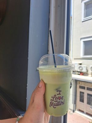 Iced Matcha latte with soya milk at Mulliri Vjeter in Durres