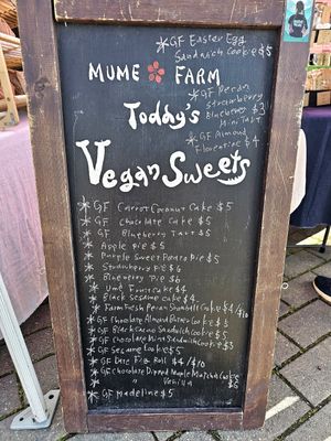 Vegan sweets menu at Mume Farm in Orland