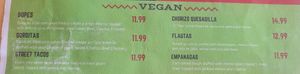 Vegan menu! at Mr. Taco Cantina in Galveston