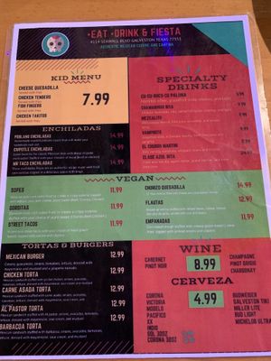 Vegan menu section   at Mr. Taco Cantina in Galveston