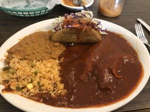 Potato Taco, Spinach Enchilada, Mushroom Enchilada  at La Indita in Tucson