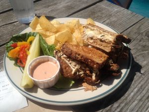 Sacred Cow Tempeh Rueben at Green Salmon Coffee and Tea House in Yachats