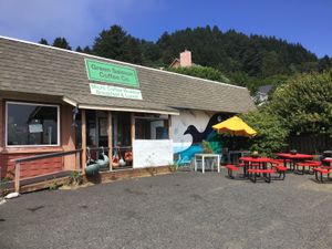  at Green Salmon Coffee and Tea House in Yachats