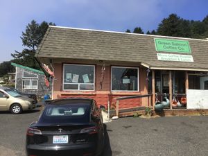   at Green Salmon Coffee and Tea House in Yachats