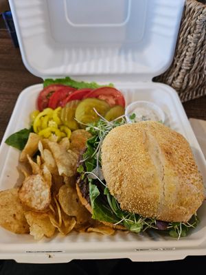 Impossible burger at Green Salmon Coffee and Tea House in Yachats