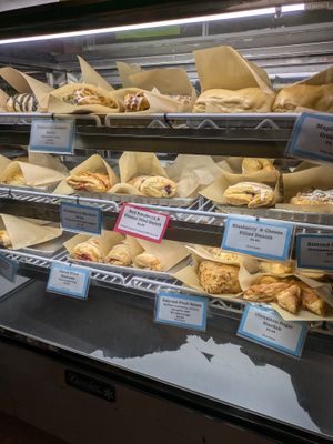 The pastry case at Green Salmon Coffee and Tea House in Yachats