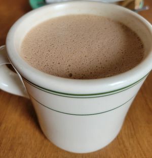 Oz latte (tea latte) at Green Salmon Coffee and Tea House in Yachats