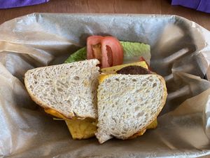 A different breakfast sandwich  at Green Salmon Coffee and Tea House in Yachats