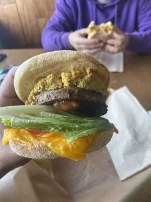 Breakfast sandwich   at Green Salmon Coffee and Tea House in Yachats