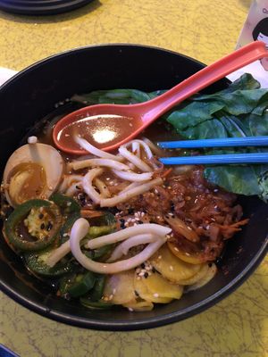 Kimchi noodles vegetarian option
Can be vegan or vegetarian
I got it with egg but you can get it without, the broth has two options, request vegan broth. at Little Noodle Spokane in Spokane