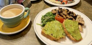 Vegana with GF bread (& oat milk latte)  at Organic Deli Cafe in Oxford