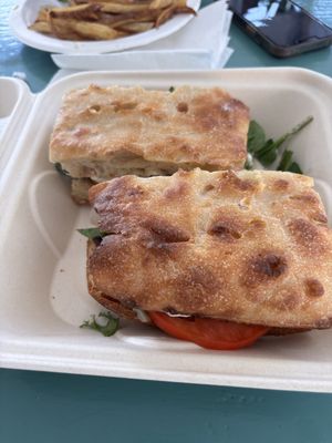 Protein focaccia sandwich   at Ahonui in Kahului