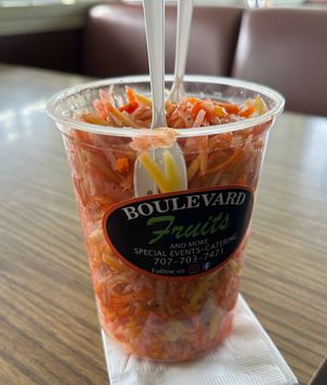 Shredded fruit 
Choice of Mango, Cucumber, Jicama, Beets, Carrots, or ALL.  at Boulevard Fruit & Veggies in Petaluma