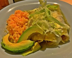 Enchiladas verdes at Vegan Chefcita Homemade Foods in Puerto Vallarta