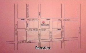 Back of restaurant's business card with map. at Ngoc Linh in Ho Chi Minh City