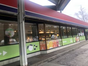 there are two shops; the green one; marché bistro is recommended. the other one not so much😉 at Marche Voklo I in Sencur