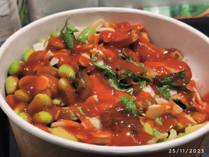 Spicy sauce at Green Bowl in Genoa