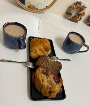 Selection of sweet treats at Full Bloom Café in Nice