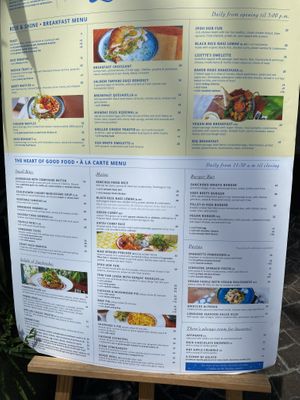 The menu, clearly listing vegan options  at Lisette's in Kuala Lumpur