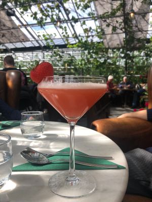 Strawberry mocktail at the Winebar and Bistro at Friðheimar in Selfoss