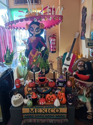 Some of the decor inside the restaurant at Restaurante Mexicano La Catrina in Villajoyosa
