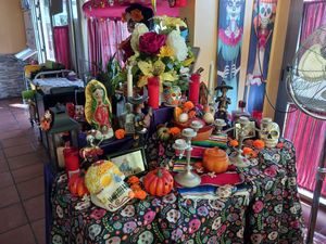 Some of the decor inside the restaurant at Restaurante Mexicano La Catrina in Villajoyosa