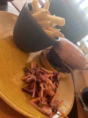 Vegan cheese burger   at Merletto Lounge in High Wycombe