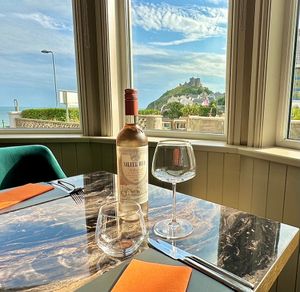 View from one of our tables at Tonnau Restaurant in Criccieth