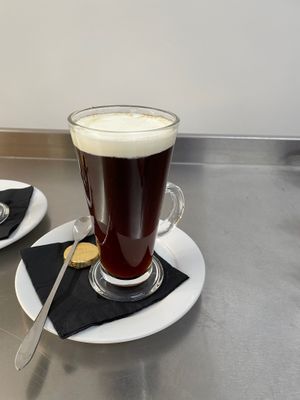 Vegan floater alcohol coffee at Tonnau Restaurant in Criccieth